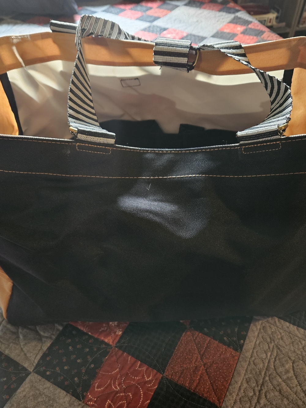 Thirty-one Tote Bag with Striped Handles
